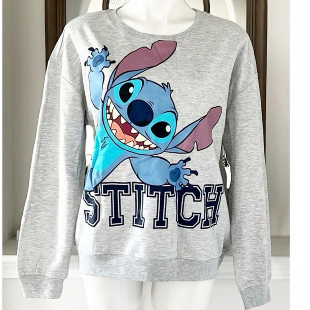 Disney Gray Sweatshirt with Stitch Graphic